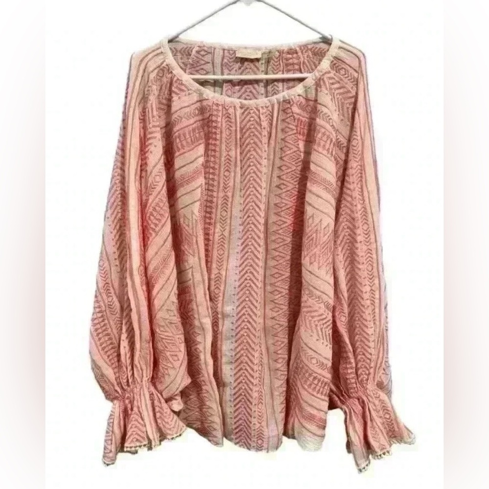 Ramy Brook Pink Patterned Peasant Blouse